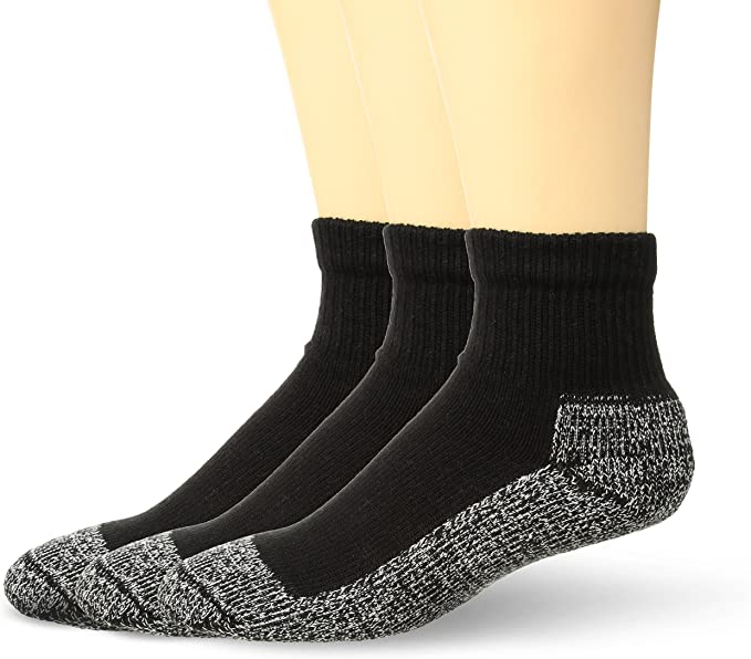 Cushees BLACK Thick Ankle Socks, 3-pack (Men's 166XL)