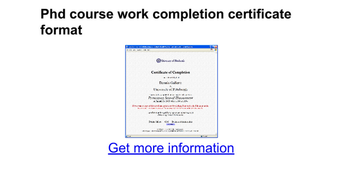 phd course work certificate
