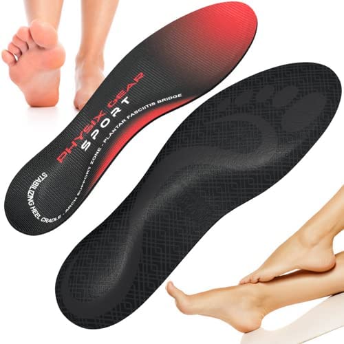 Arch Support Insoles Men & Women by Physix Gear Sport - Orthotic Inserts for Plantar Fasciitis Relief, Flat Foot, High Arches, Shin Splints, Heel Spurs, Sore Feet, Overpronation (1 Pair, Medium)