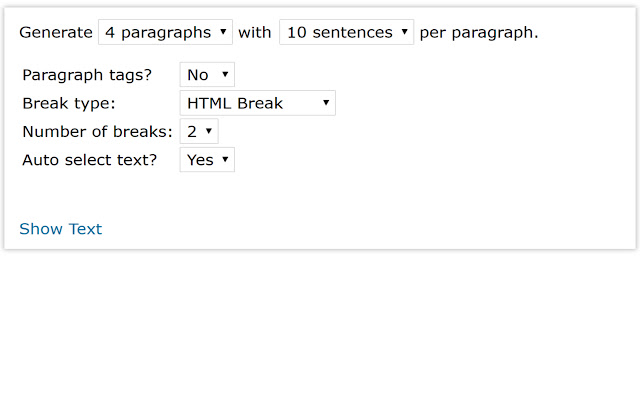 Chrome Extension Lorem Ipsum Generator