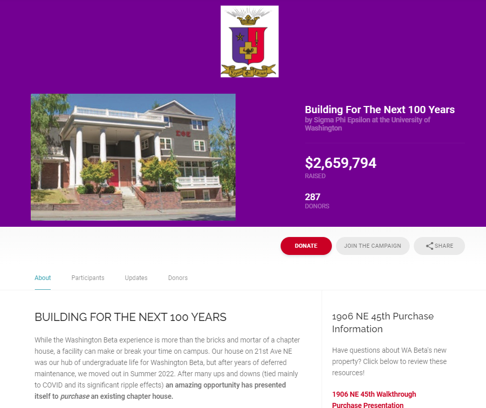 Sigma Phi Epsilon's CauseVox Capital Campaign