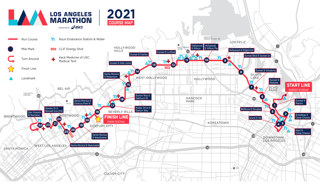 LA Marathon Route Map