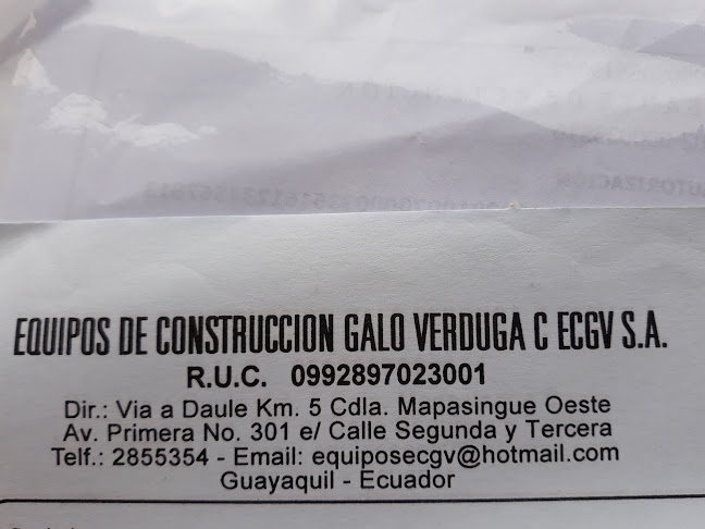 Equipos de Construcción Galo Verduga C ECGV S.A - Guayaquil