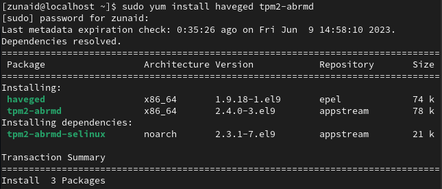install haveged tpm2-abrmd