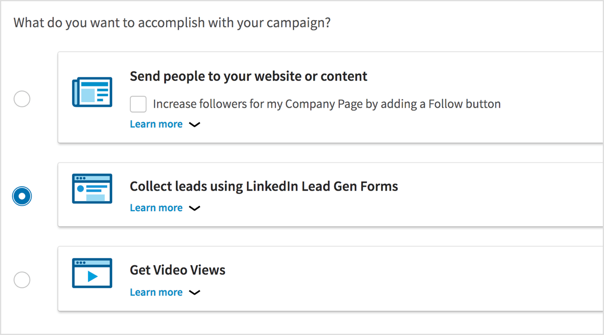 goal setting linkedin ads
