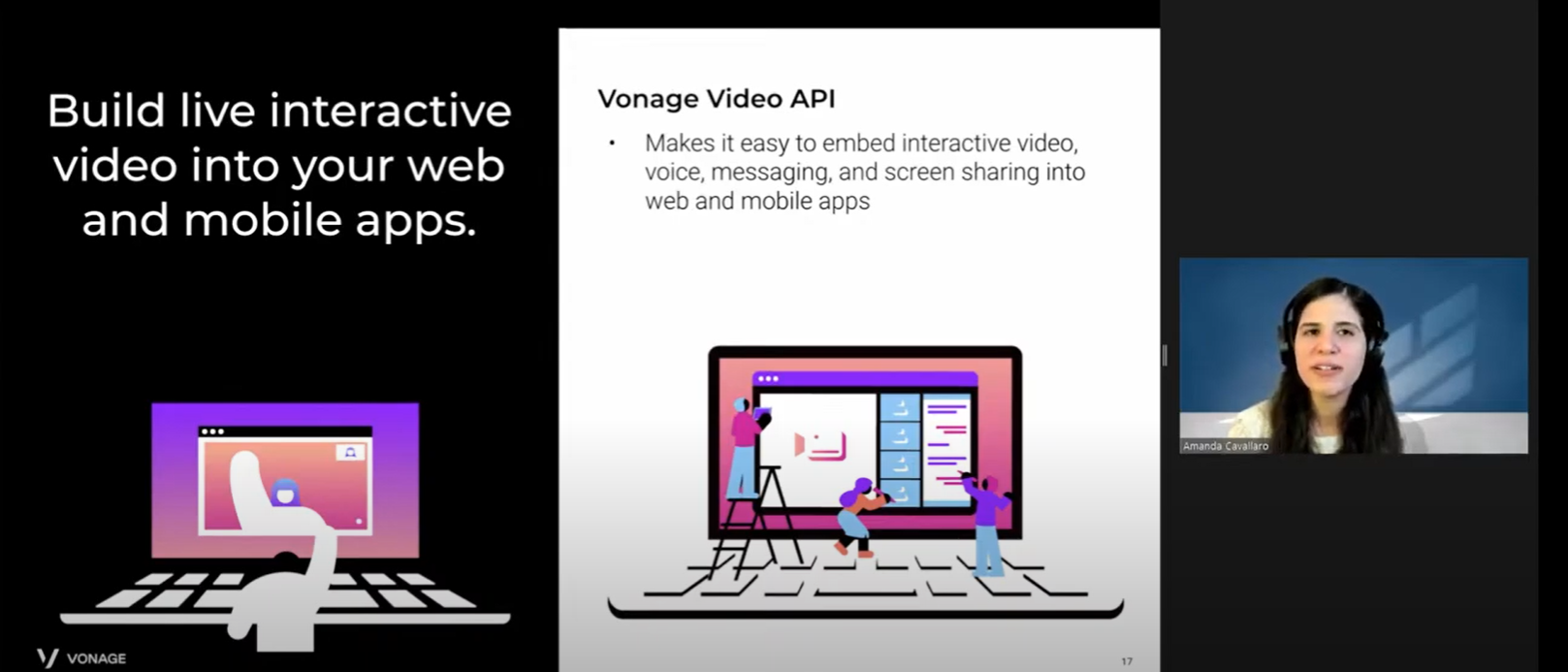 Amanda introducing Video API in a presentation