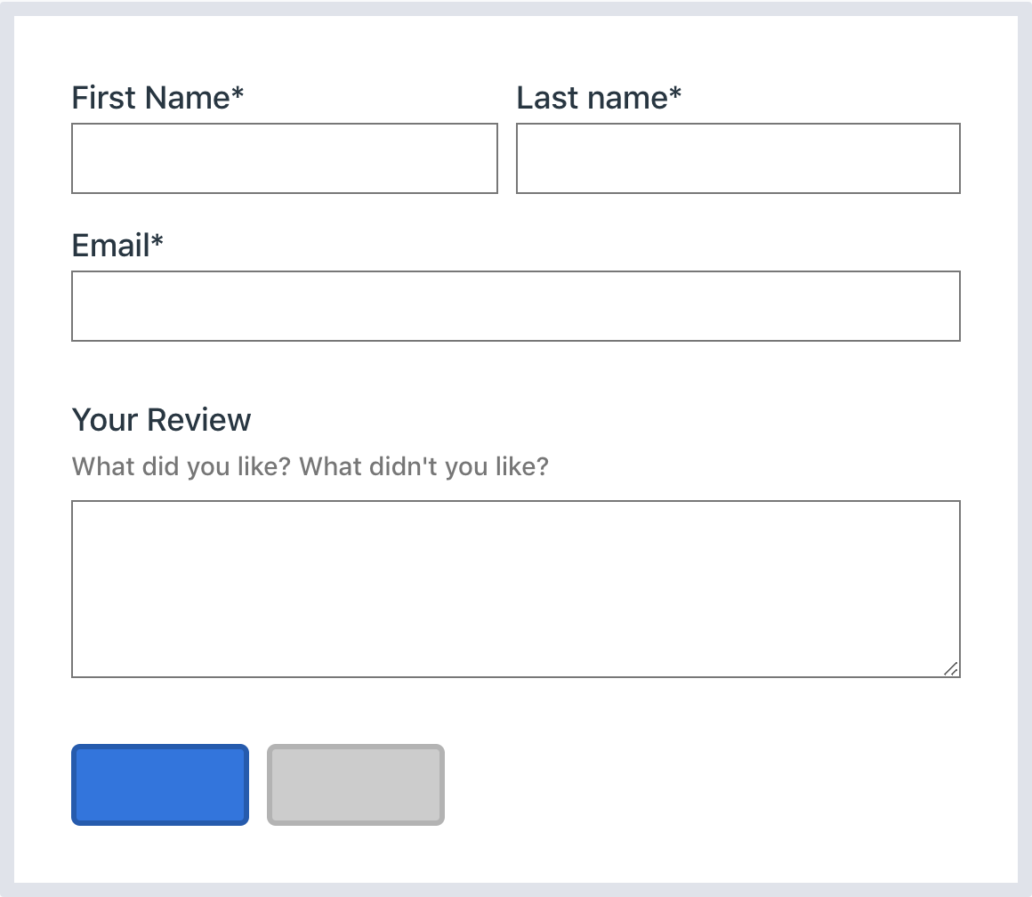 Screenshot of a form field with missing text on buttons