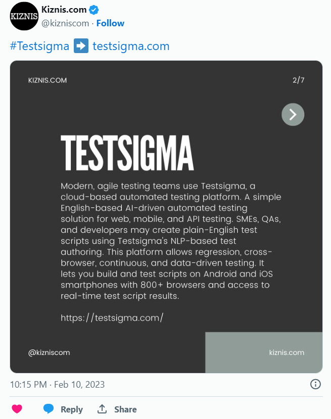 Testsigma for test automation