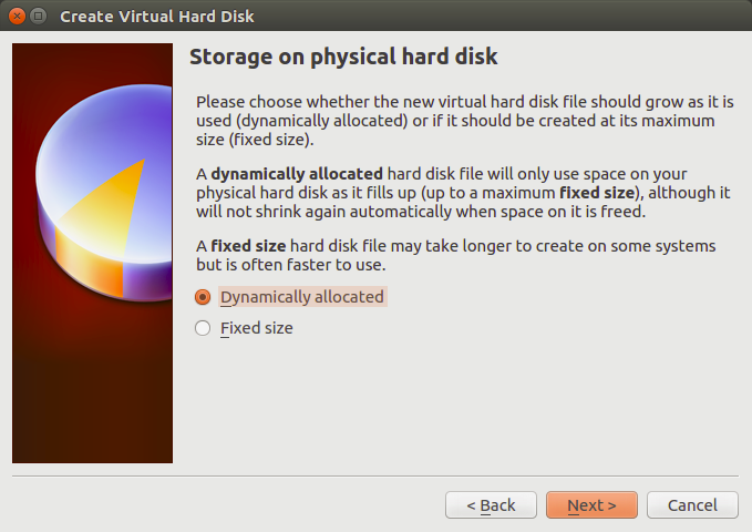 Create virtual machine-storage on physical hard disk