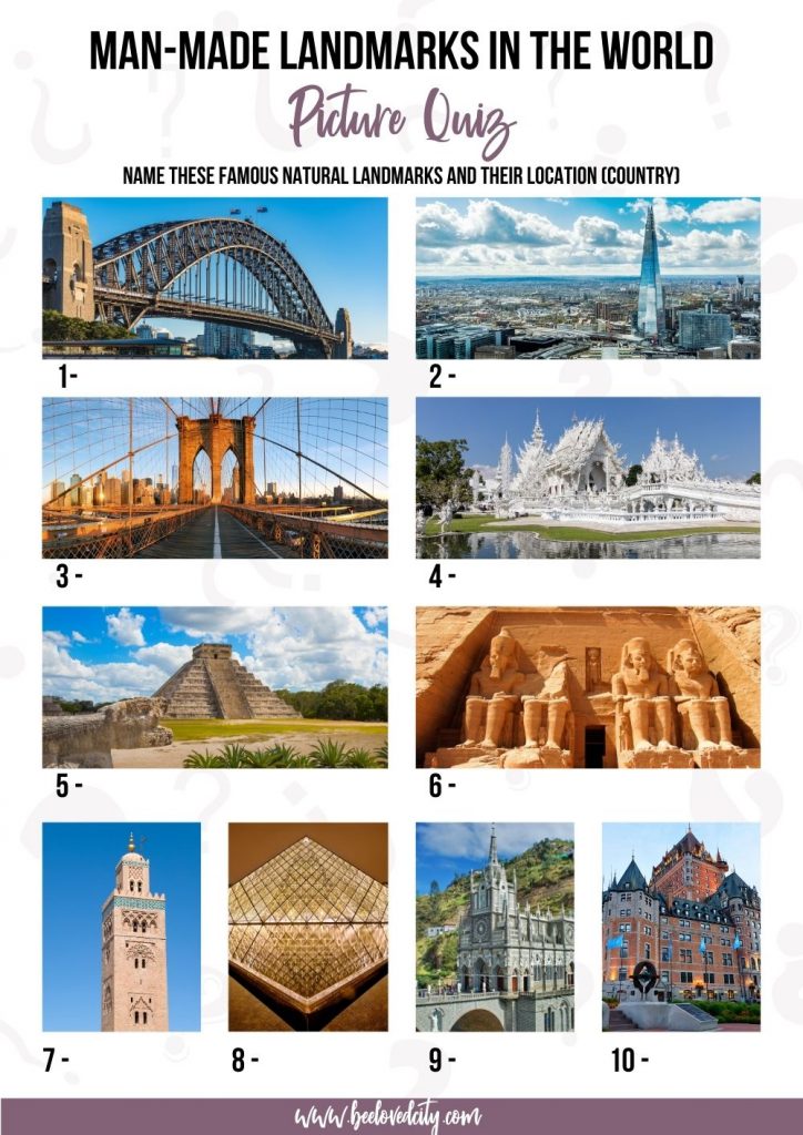 Man made landmarks in the world picture round