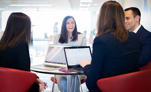 photo - GWSB students in discussion during an info session