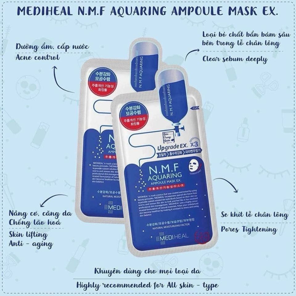 mặt nạ cho da hỗn hợp thiên khô Mediheal N.M.F Aquaring Ampoule Mask