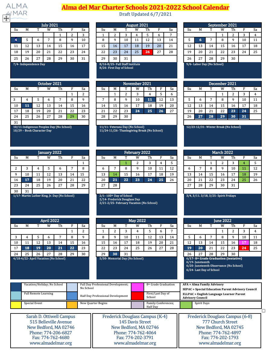 Ku Spring 2022 Calendar Alma Releases 2021-22 School Year Calendar - Alma Del Mar Charter Schools