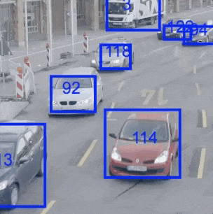 Vehicles on the road are tracked with a unique number