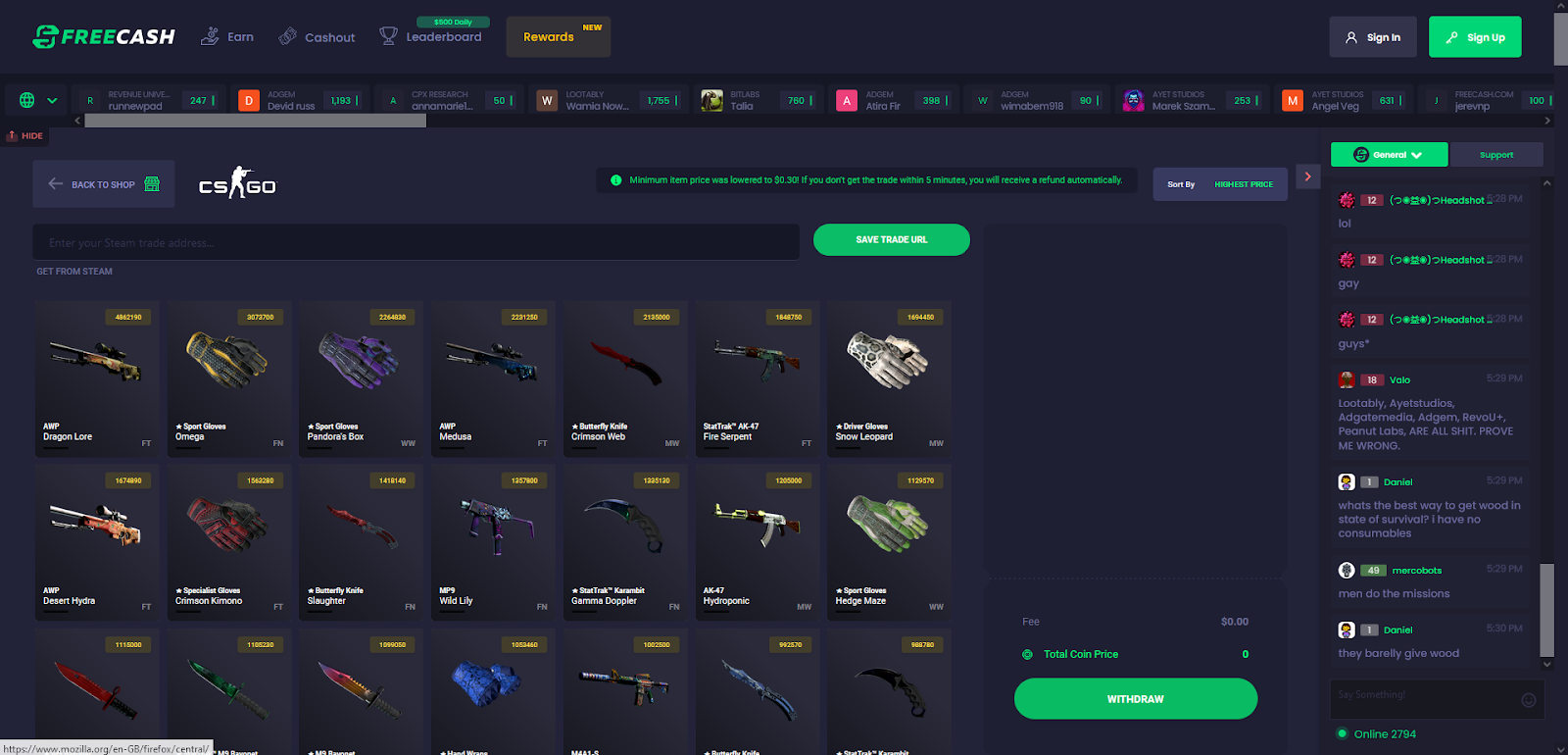 Cashing out with CSGO Skins