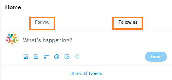Twitter's new timeline has "For you" and "Following" tabs.