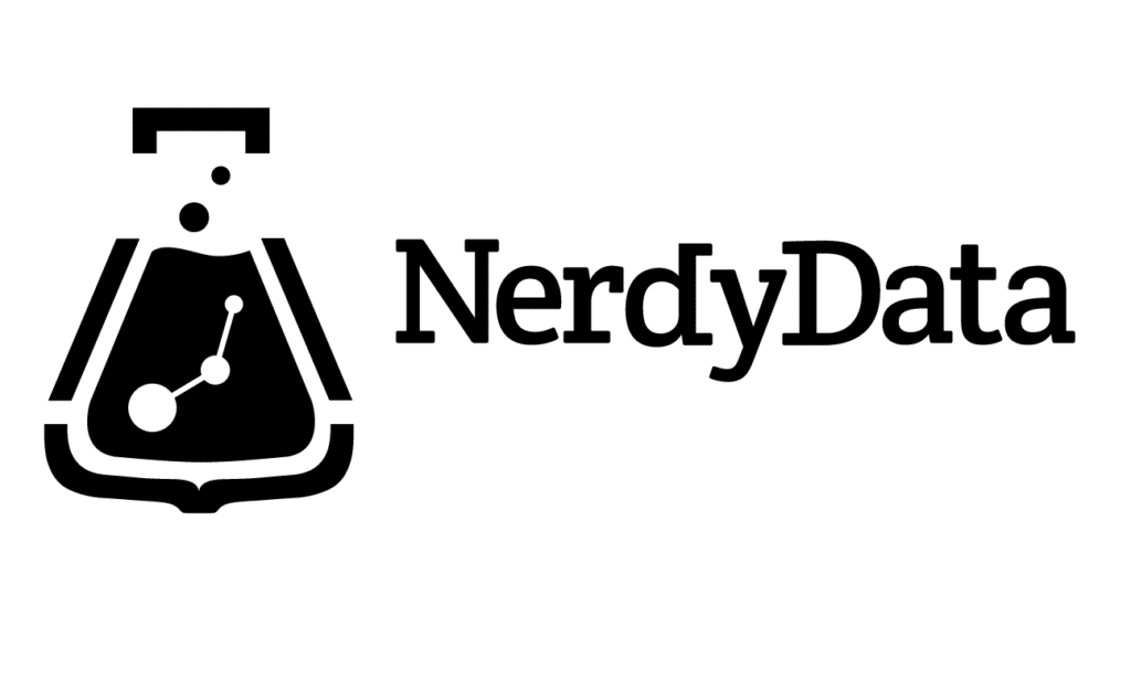 Logo of NerdyData with an animated picture of lab beaker.