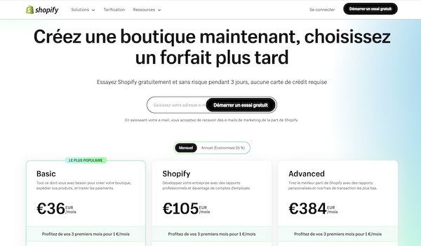 Pricing Shopify