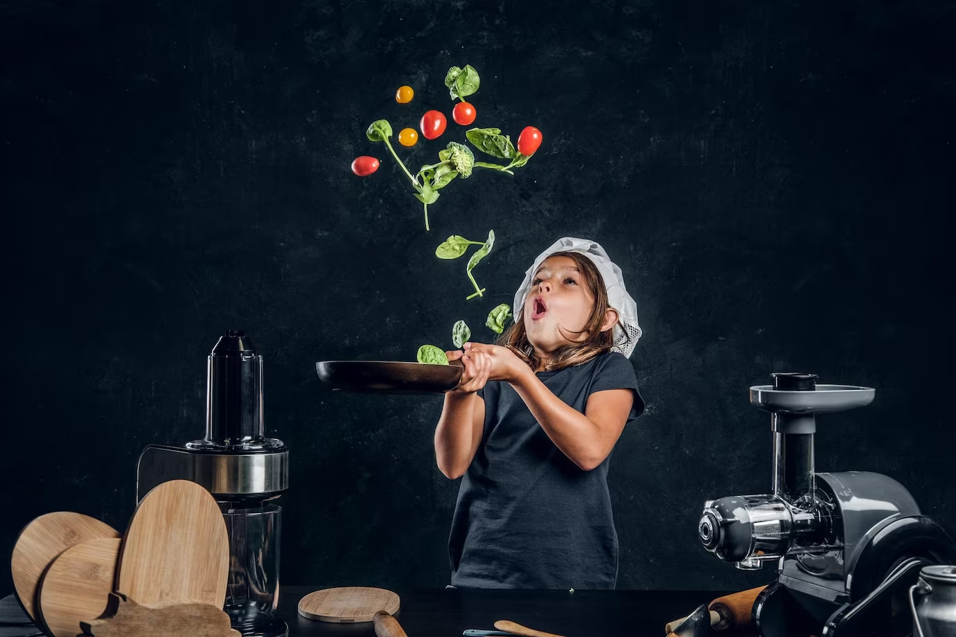 A little girl cooking