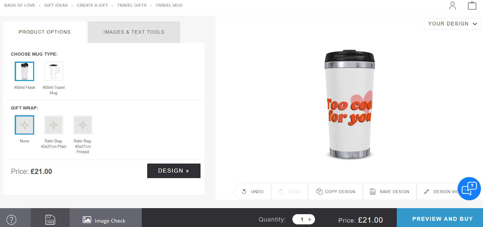 Designing custom printed tumblers on Bags Of Love