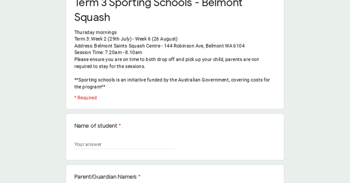2019 Badminton - Sporting Schools Registration