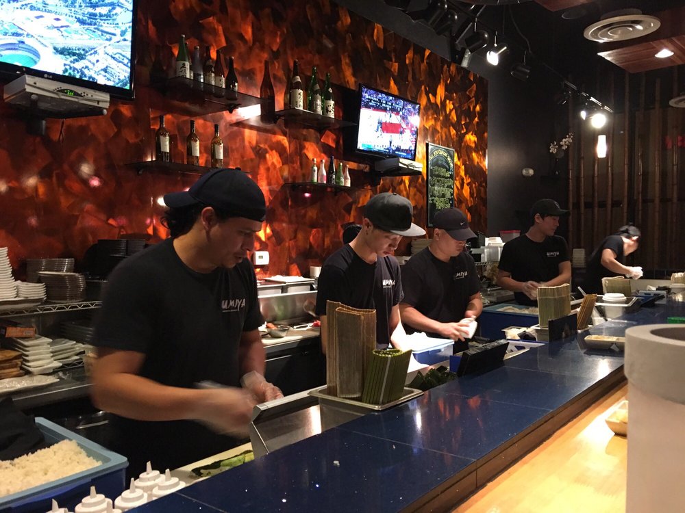 Photo of Umiya Sushi - Las Vegas, NV, United States. Sushi bar. Not the usual angry faces.