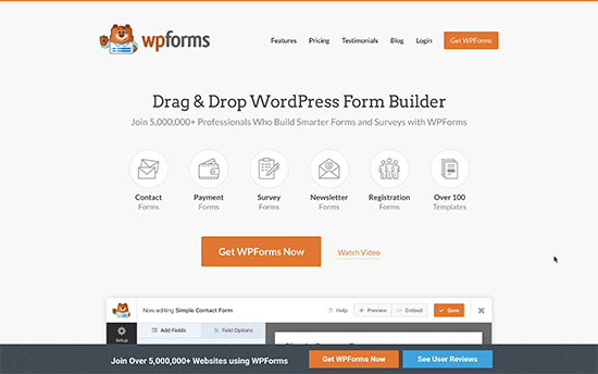 Exemplo de site WPForms