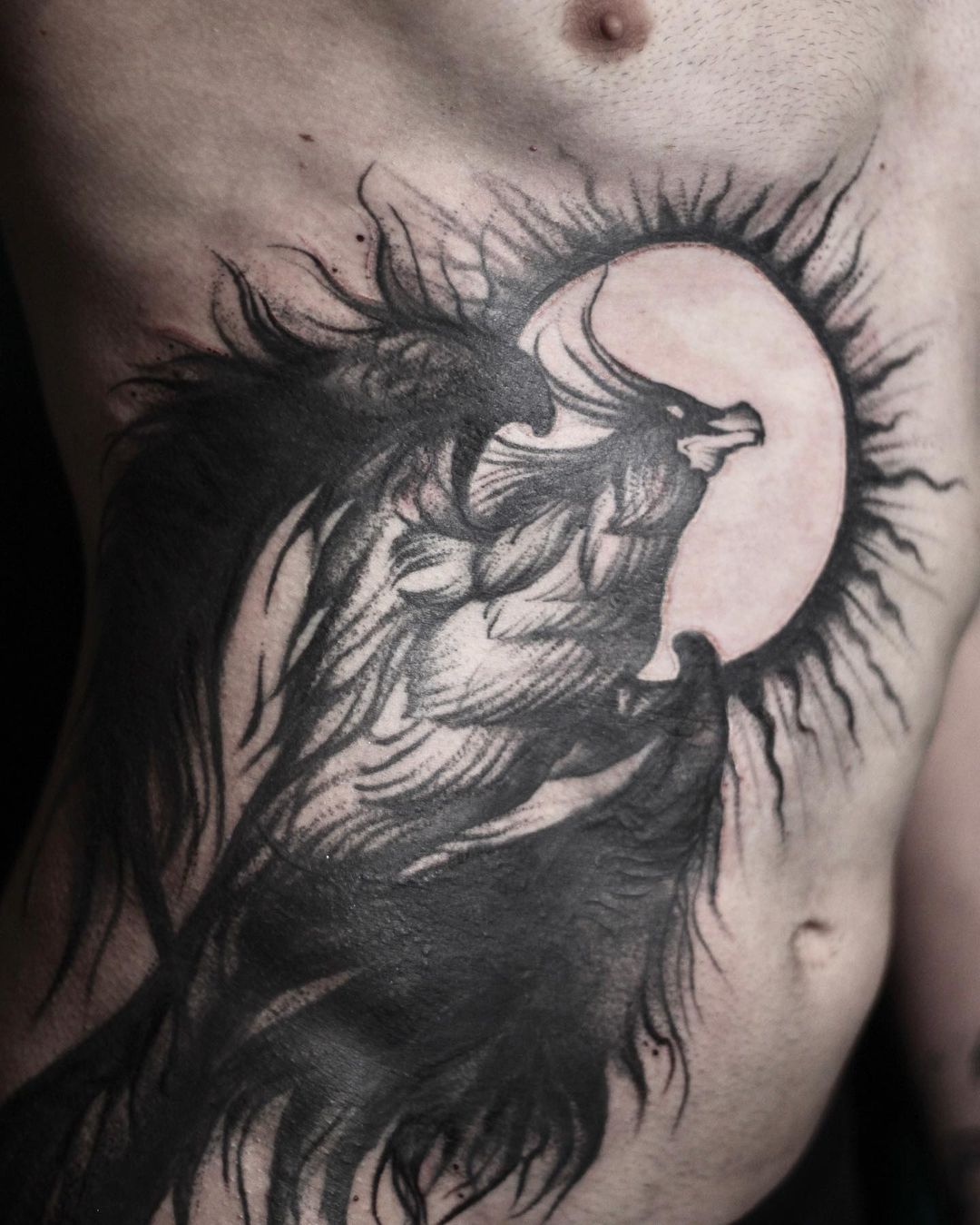 Black Scary Phoenix Tattoo