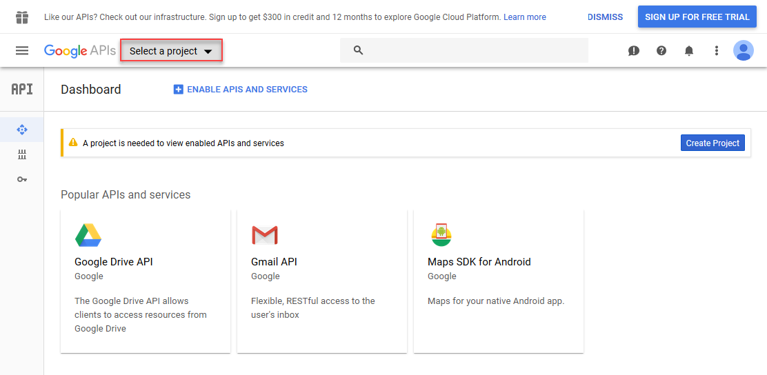 Google API Dashboard 