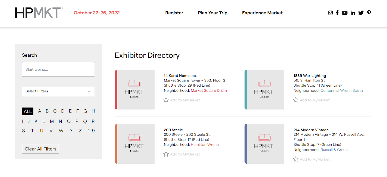 High Point Market Exhibitor Directory
