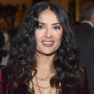 Salma Hayek with curly brown hair