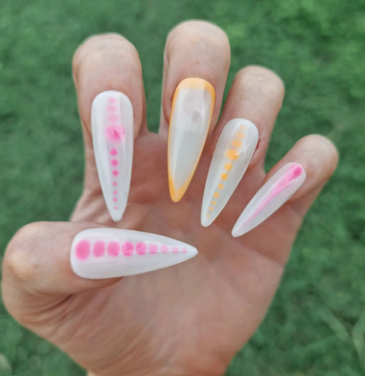Blurred Lines White Nails With Design