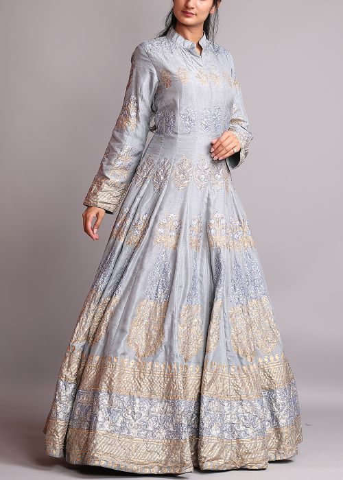 Grey Indo western Party wear Gown 