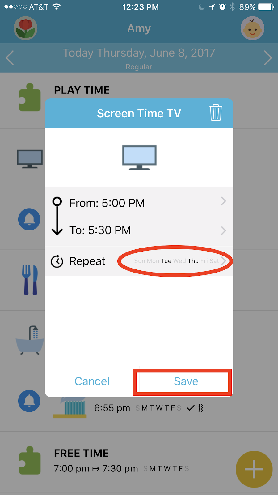 Octopus Watch app: save an event modification