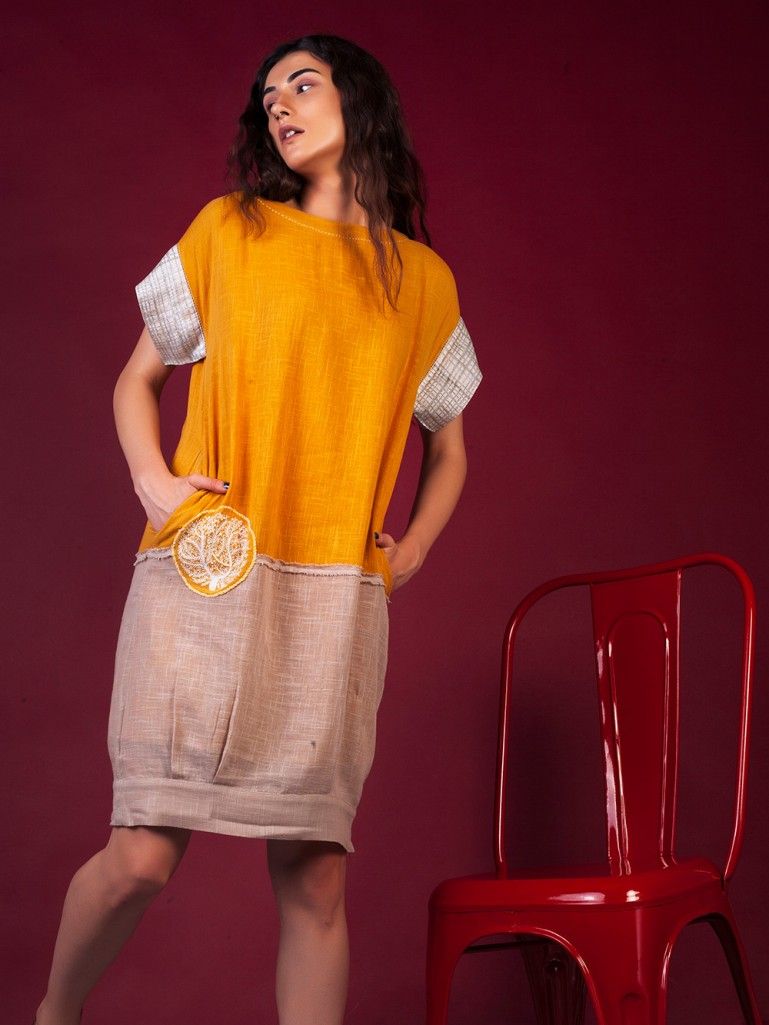 Yellow Ivory Cotton Peg Dress