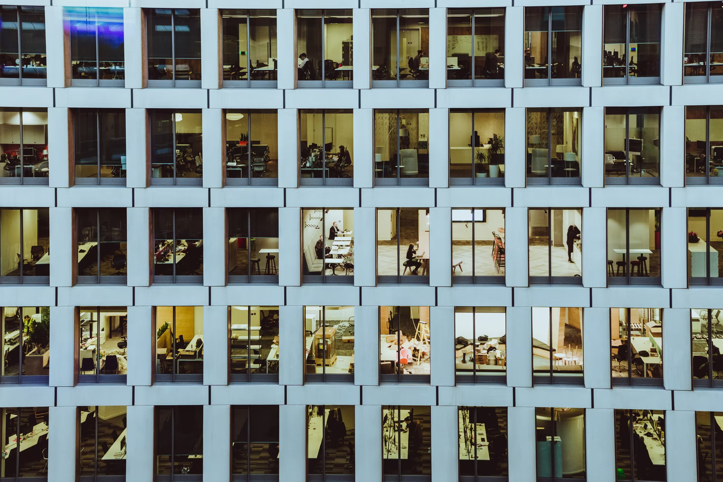 Image of many windows in a multistory office building