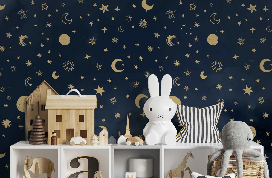 moon and star wallpaper for baby nursery 
