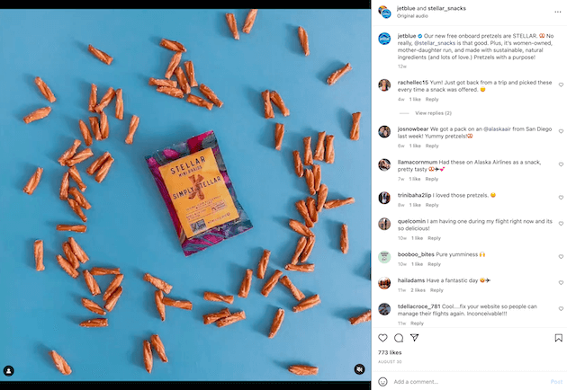 Stellar Snacks was a new brand that partnered with Southwest to gain brand recognition.