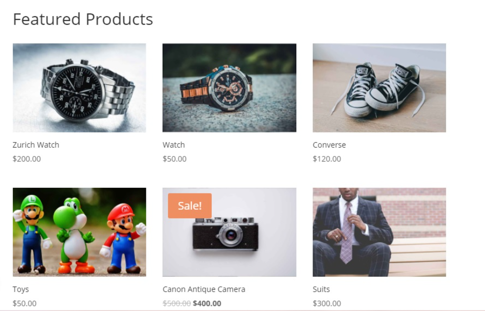 Featured products using shortcodes