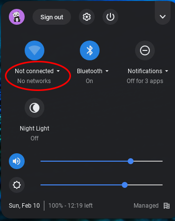 not connected notification