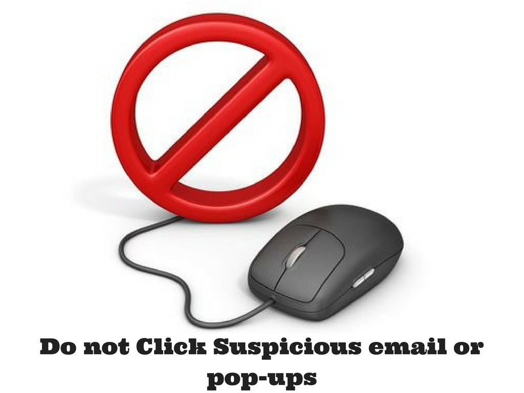 image indicating do not click on suspicious emails and pop-ups