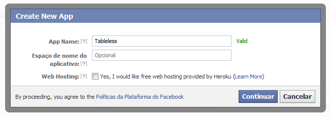 App Facebook para Pages