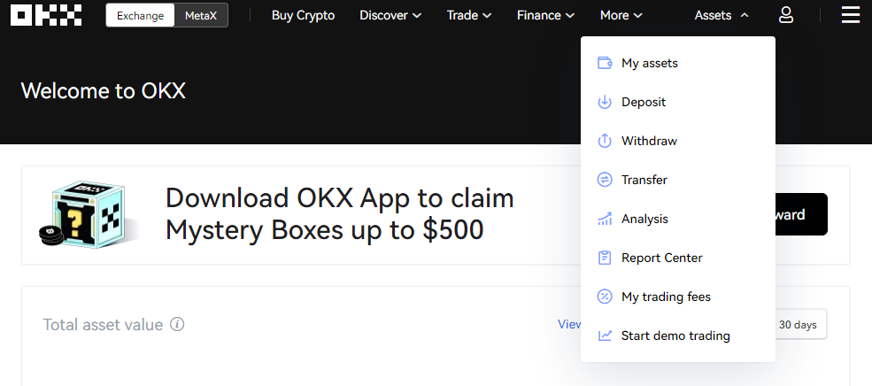 déposer des cryptomonnaies sur OKX