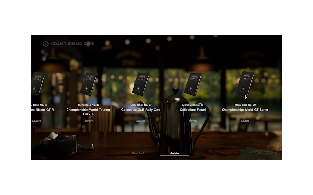 Chain of coffee menus in Gran Turismo 7