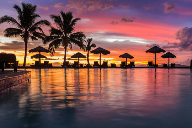 Stunning beautiful sunset in Fiji
