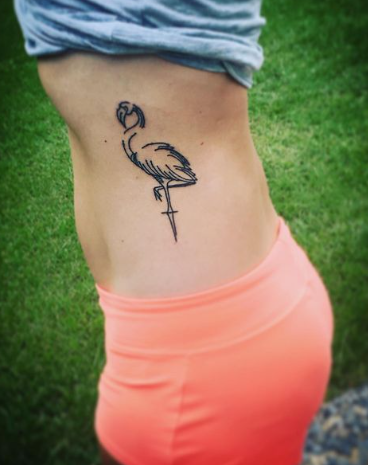 Flamingo Side Tattoo