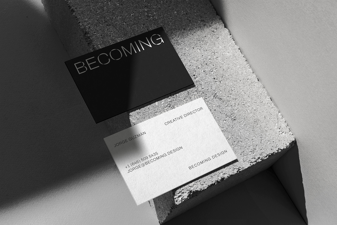 Business card for Becoming, an architecture studio in Dominican Republic