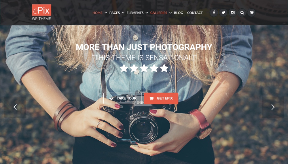 ePix - Tema WordPress de fotografia em tela cheia