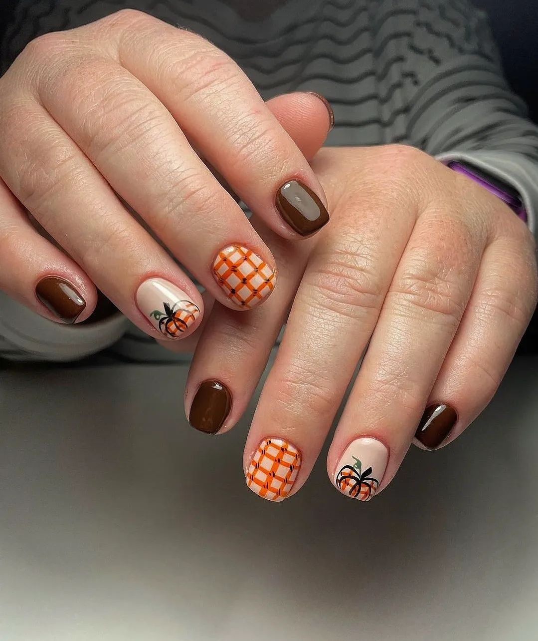 Pumpkin Patch Fall Nail Design
