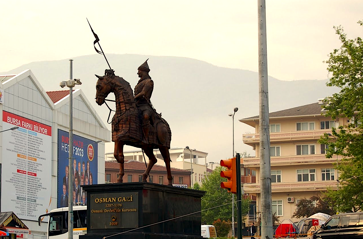 Statue of Osman Gazi the founder of the Ottoman Empire, Bursa, Turkey